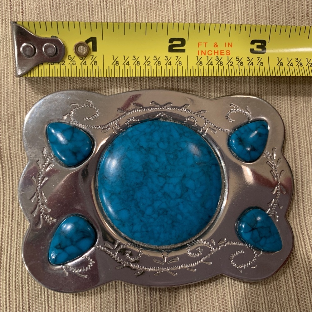 Silver/Turquoise Belt Buckle